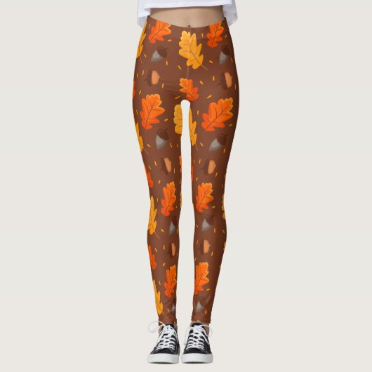 Leggings Motif de feuille d'automne (Devant)