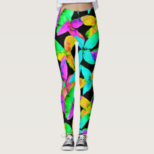 Leggings Motif de feuille de néonscape