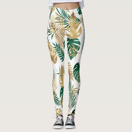 Leggings Motif de feuille tropicale (Devant)