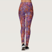 Leggings Motif de feuille tropicale moderne rouge foncé pou (Dos)