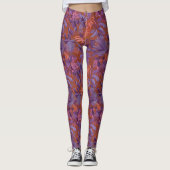 Leggings Motif de feuille tropicale moderne rouge foncé pou (Devant)