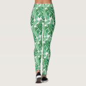 Leggings Motif de feuilles de Monstera tropicale vert et bl (Dos)