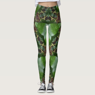 Leggings motif de feuilles d'ivoire