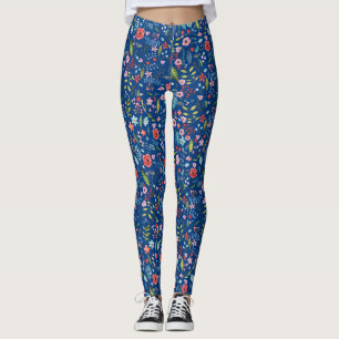 Leggings Motif de feuilles et fleurs botaniques jolies et c