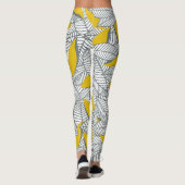 Leggings Motif de feuilles gris et jaune. (Dos)