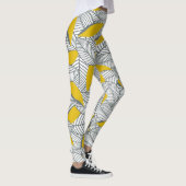 Leggings Motif de feuilles gris et jaune. (Droite)