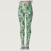 Leggings Motif de feuilles vertes (Devant)