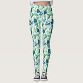 Leggings Motif de feuilles vertes tropicales (Devant)