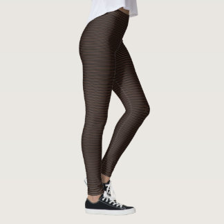Leggings Motif de fines rayures horizontales noires et marr