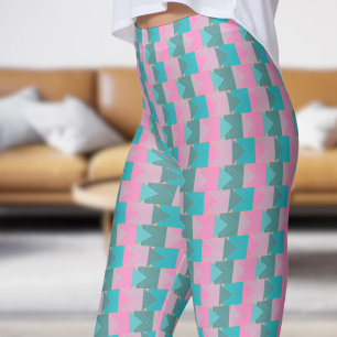 Leggings Motif de flèches Turquoise vert gras et rose