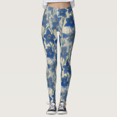 Leggings Motif de fleur de lys bleu (Devant)