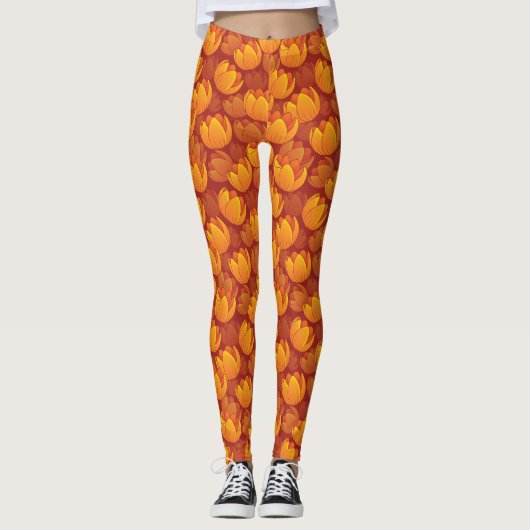 Leggings Motif de fleur d'or (Devant)
