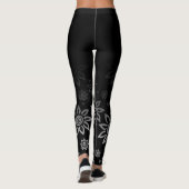 Leggings Motif de fleur graphique moderne noir et blanc (Dos)