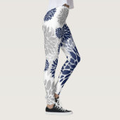 Leggings Motif de fleur gris de bleu marine (Droite)