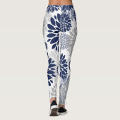 Leggings Motif de fleur gris de bleu marine (Dos)