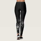 Leggings Motif de fleur noir et blanc de soleil (Dos)