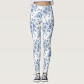 Leggings Motif de fleurs bleues (Devant)