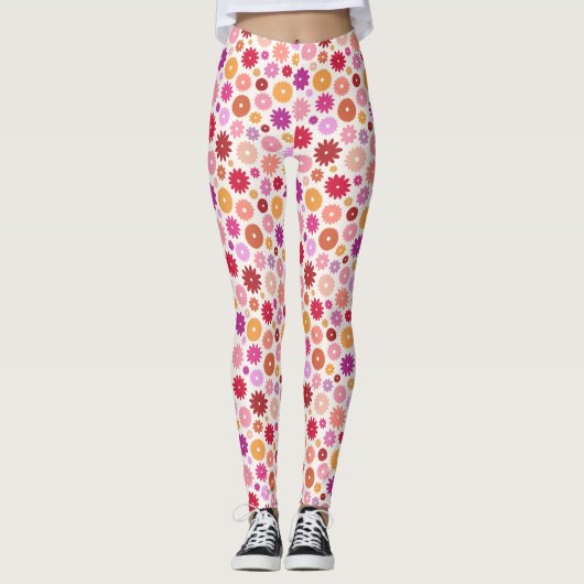 Leggings Motif de fleurs colorées (Devant)