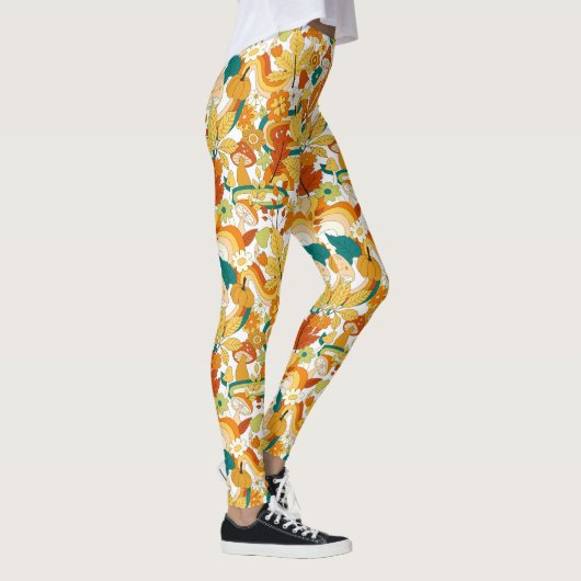 Leggings Motif de fleurs de champignons Super rétro (Droite)