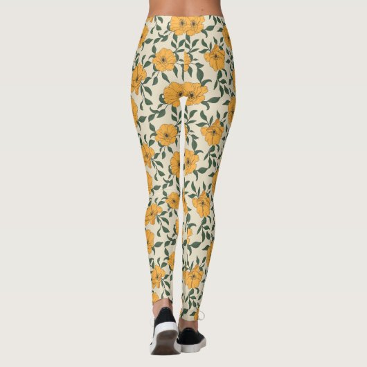 Leggings Motif de fleurs de crapaud orange (Dos)