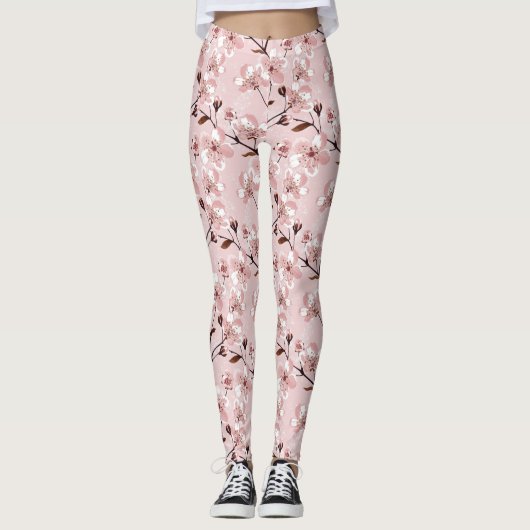 Leggings Motif de fleurs de fleurs de cerisier (Devant)