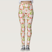 Leggings Motif de fleurs de fraise d'aquarelle (Devant)