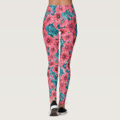 Leggings Motif de fleurs de pétunia rouge (Dos)