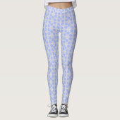 Leggings Motif de fleurs gris et bleu (Devant)