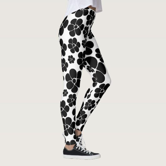 Leggings Motif de fleurs - noir et blanc (Droite)