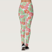Leggings Motif de fleurs orange rose et vert (Dos)