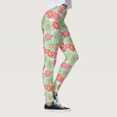 Leggings Motif de fleurs orange rose et vert (Droite)