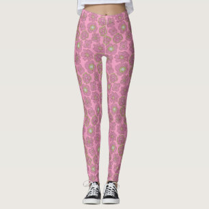 Leggings Motif de fleurs rétro roses mignonnes