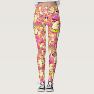 Leggings motif de fleurs roses groovy