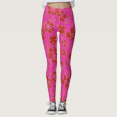 Leggings Motif de fleurs rouges (Devant)