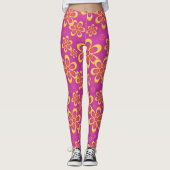 Leggings Motif de fleurs Super magenta violet (Devant)