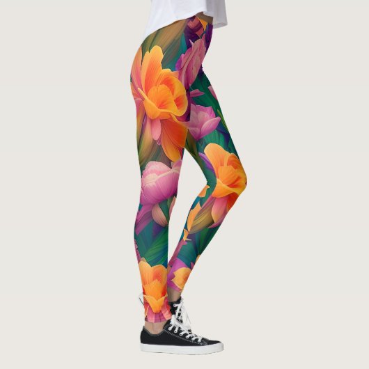 Leggings Motif de fleurs tropicales hawaïennes (Droite)