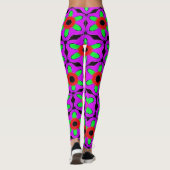 Leggings Motif de fleurs violet rouge et vert (Dos)