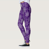 Leggings Motif de flocon de neige blanc. D Violet BG (Gauche)