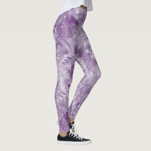 Leggings Motif de flocon de neige pourpre