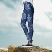 Leggings Motif de Flocon de neige tendance bleu foncé noctu