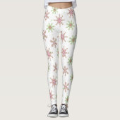 Leggings Motif de flocon rouge et vert (Devant)