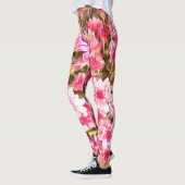Leggings Motif de floraison florale rose – Conception botan (Gauche)