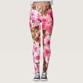 Leggings Motif de floraison florale rose – Conception botan (Devant)