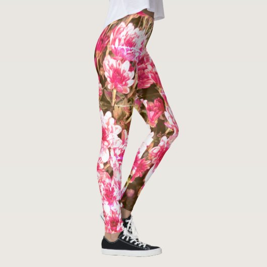 Leggings Motif de floraison florale rose – Conception botan (Droite)