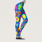 Leggings Motif de flower power sur le bleu (Droite)