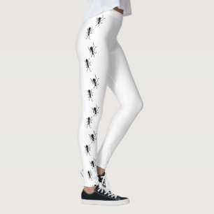 Leggings Motif de fourmis noires sur fond blanc