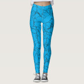Leggings Motif de Fracture Bleu et Noir Chic (Devant)