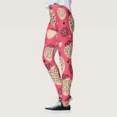 Leggings Motif de fraise rose : design doux et homogène (Gauche)