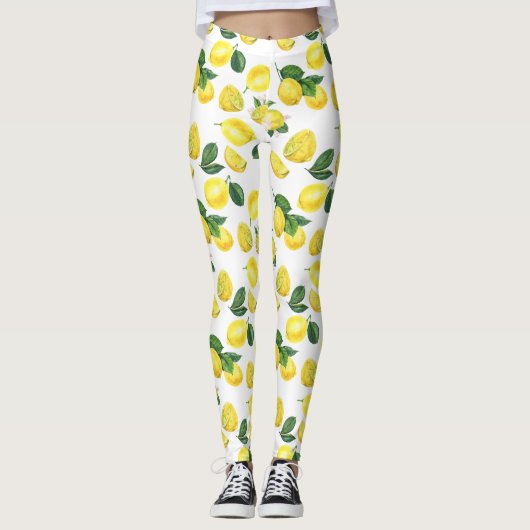 Leggings Motif de fruits aux citrons jaunes (Devant)