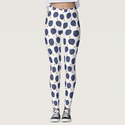 Leggings Motif de fruits de la bombe Abstraite bleue marine (Devant)